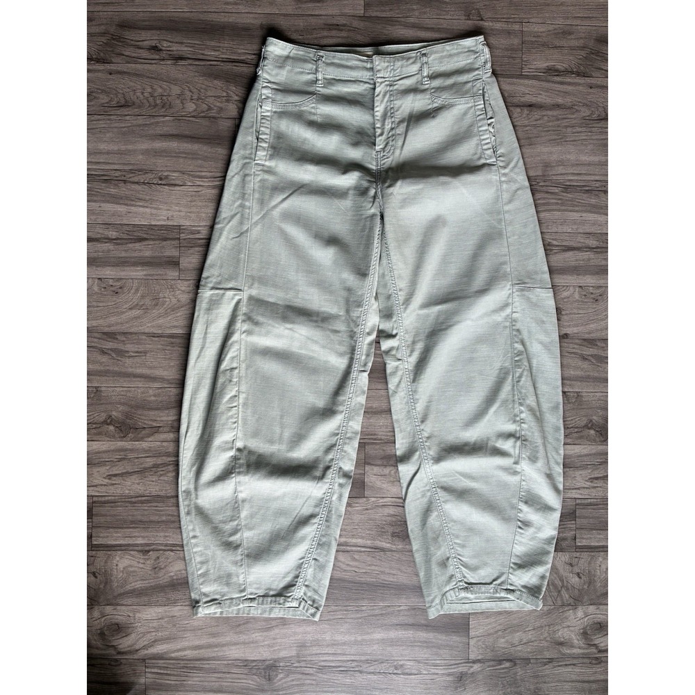 Pilcro Vintage Bow Full-Length Barrel Pants Sage Green Size 28 Anthropologie - Picture 15 of 16